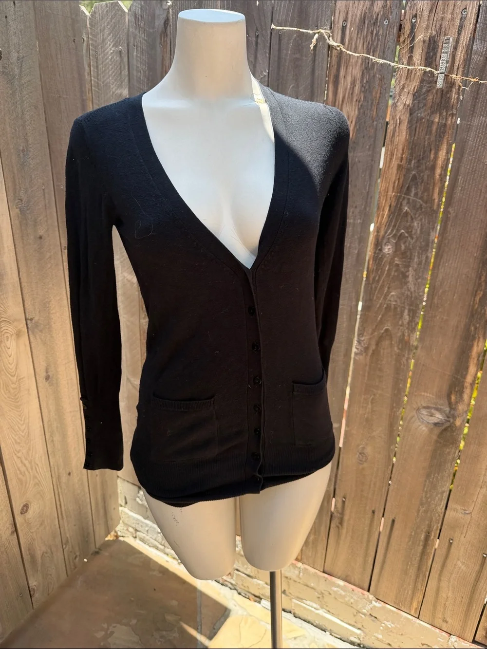 Zara Black Long-Sleeve Slim Knit Top cardigan size small
